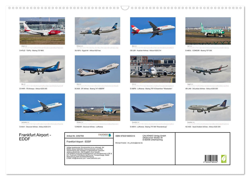 Frankfurt Airport - EDDF (CALVENDO Wandkalender 2027)