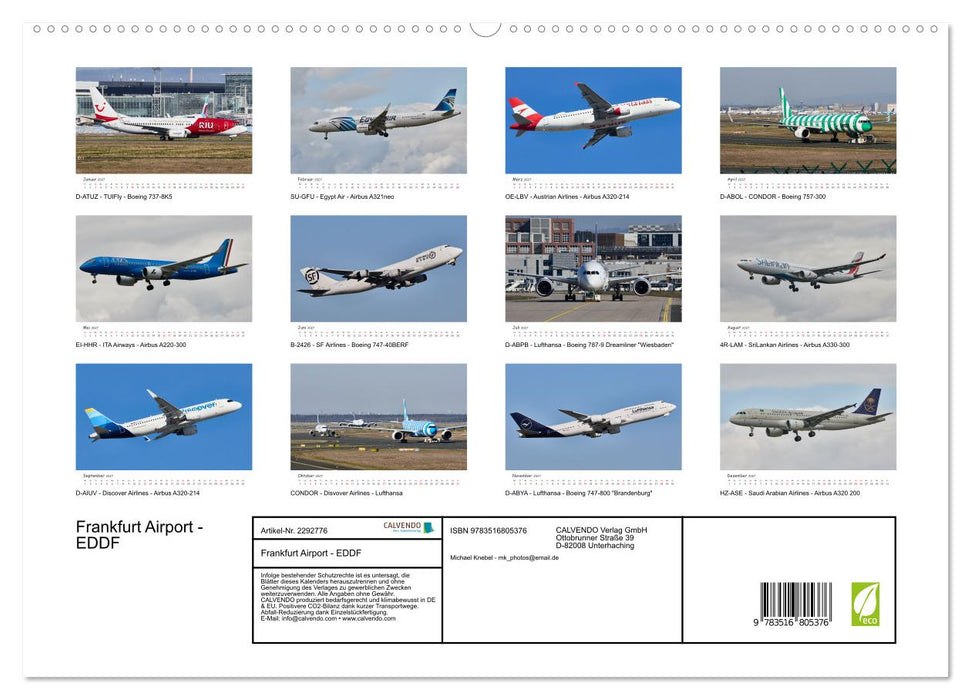 Frankfurt Airport - EDDF (CALVENDO Premium Wandkalender 2027)