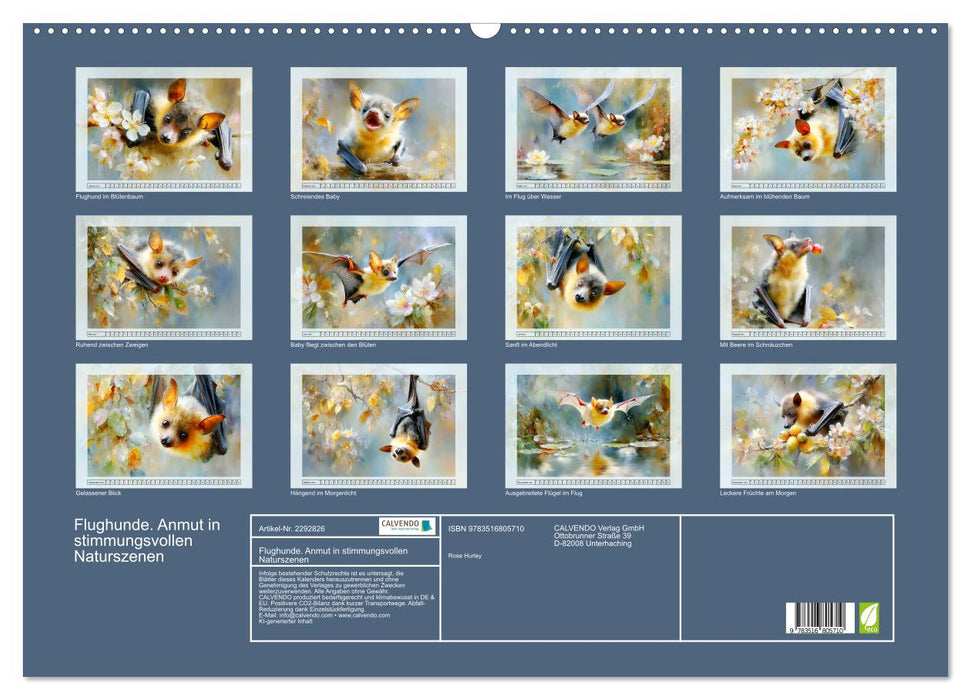 Flughunde. Anmut in stimmungsvollen Naturszenen (CALVENDO Wandkalender 2027)