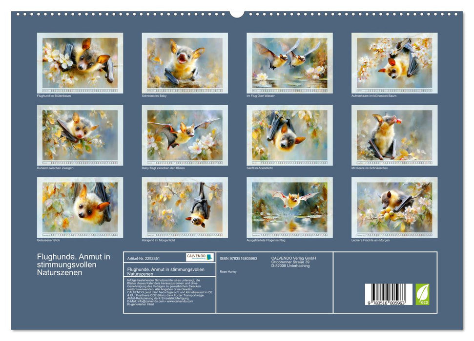 Flughunde. Anmut in stimmungsvollen Naturszenen (CALVENDO Premium Wandkalender 2027)