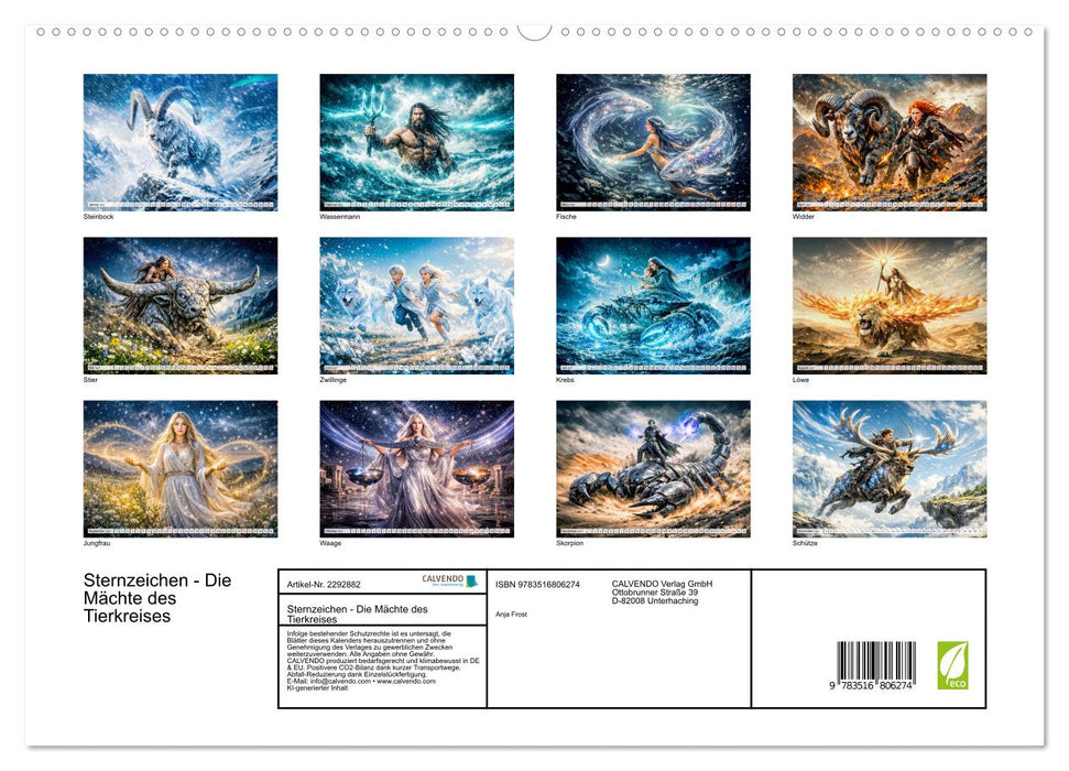 Sternzeichen - Die Mächte des Tierkreises (CALVENDO Premium Wandkalender 2027)