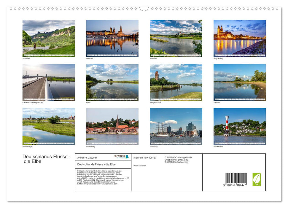 Deutschlands Flüsse - die Elbe (CALVENDO Premium Wandkalender 2027)