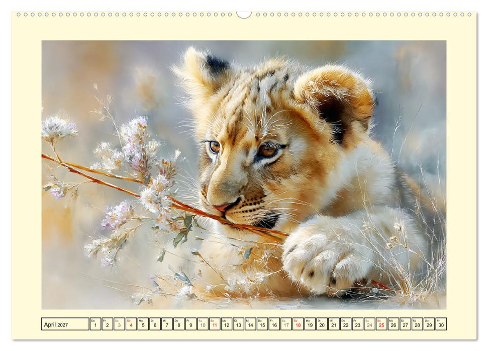 Löwenkinder. Afrikas kleine Könige (CALVENDO Premium Wandkalender 2027)