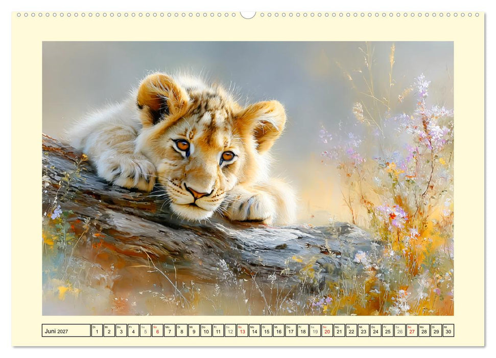 Löwenkinder. Afrikas kleine Könige (CALVENDO Premium Wandkalender 2027)