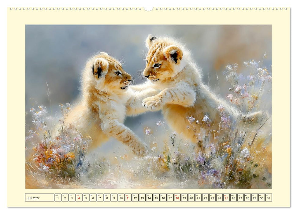 Löwenkinder. Afrikas kleine Könige (CALVENDO Premium Wandkalender 2027)