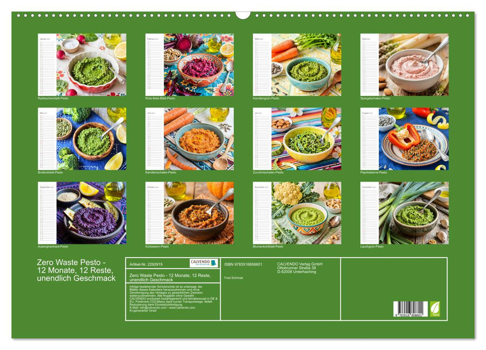 Zero Waste Pesto - 12 Monate, 12 Reste, unendlich Geschmack (CALVENDO Wandkalender 2027)
