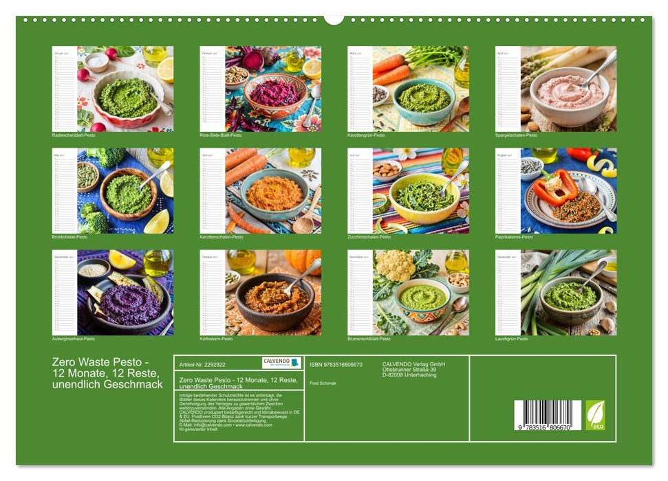 Zero Waste Pesto - 12 Monate, 12 Reste, unendlich Geschmack (CALVENDO Premium Wandkalender 2027)