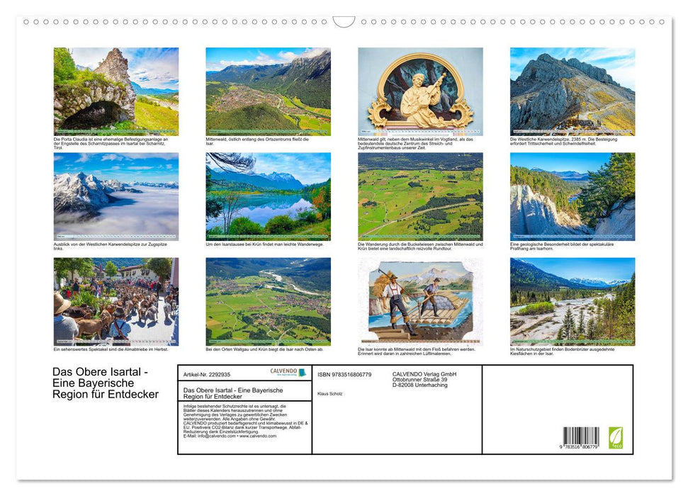 Das Obere Isartal - Eine Bayerische Region für Entdecker (CALVENDO Wandkalender 2027)