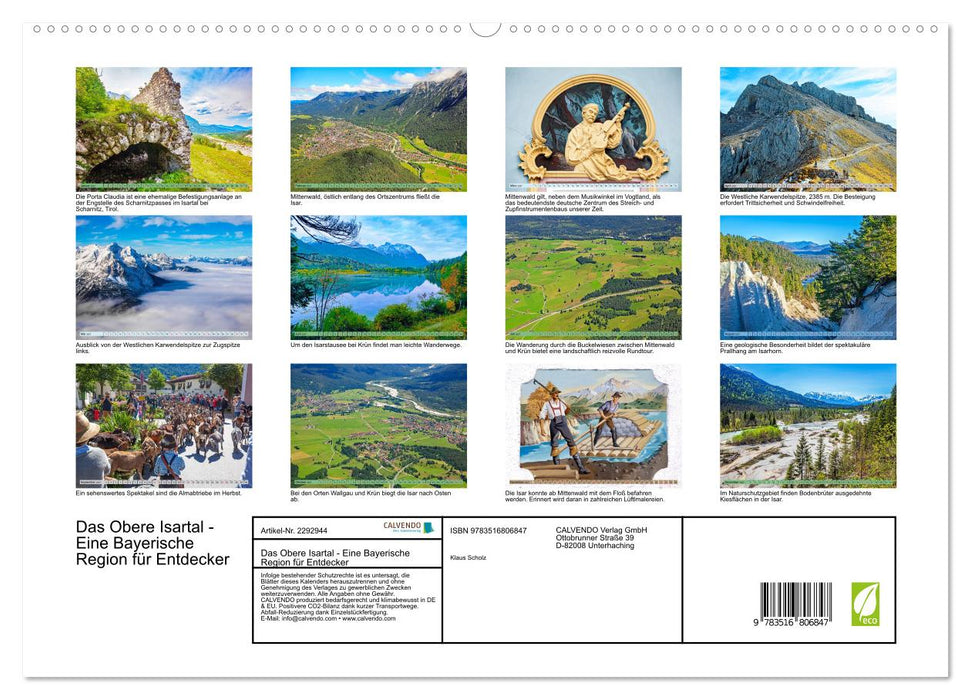 Das Obere Isartal - Eine Bayerische Region für Entdecker (CALVENDO Premium Wandkalender 2027)