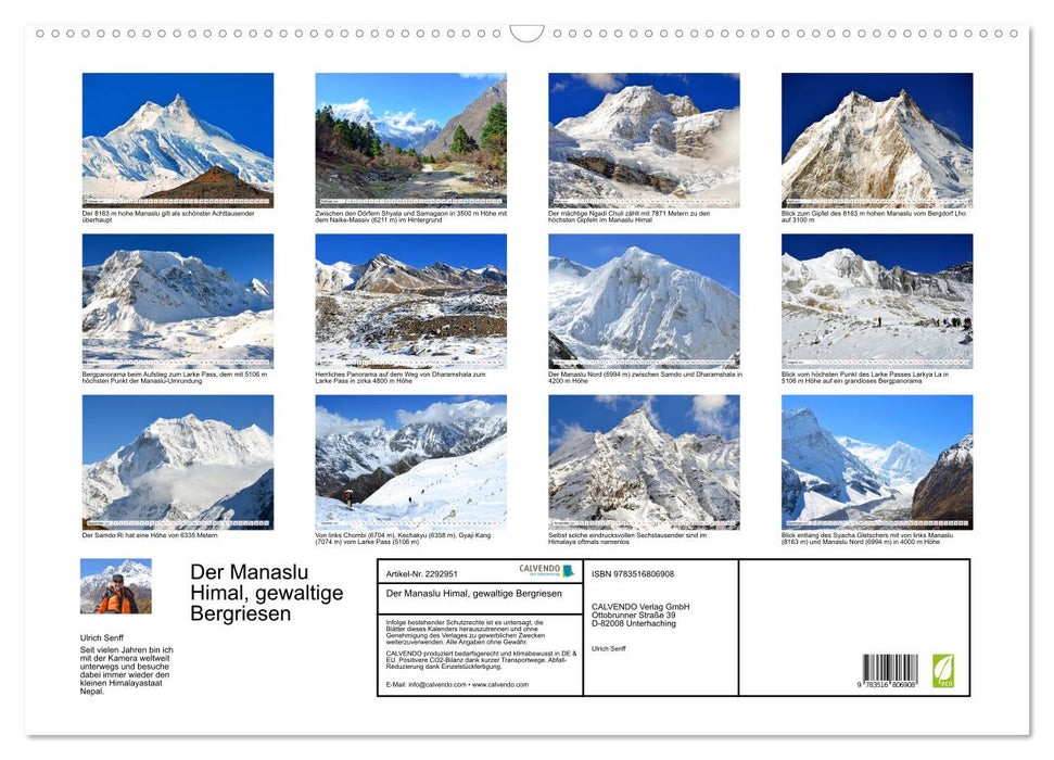 Der Manaslu Himal, gewaltige Bergriesen (CALVENDO Wandkalender 2027)