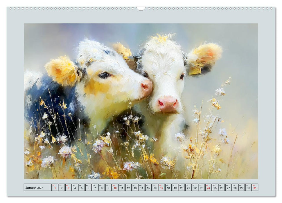 Kühe und Kälber. Ländliche Idylle (CALVENDO Wandkalender 2027)