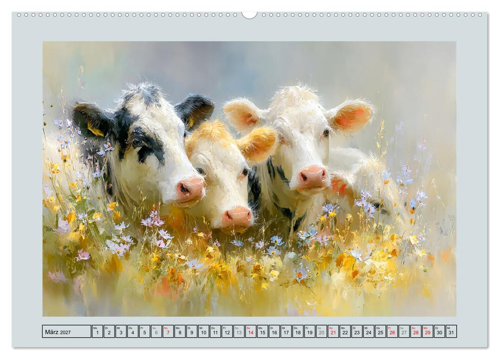 Kühe und Kälber. Ländliche Idylle (CALVENDO Wandkalender 2027)