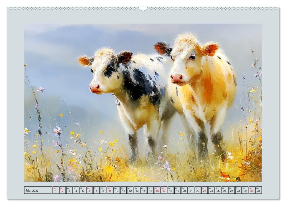 Kühe und Kälber. Ländliche Idylle (CALVENDO Wandkalender 2027)