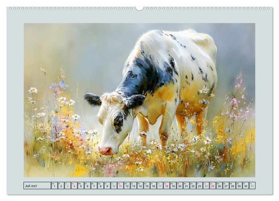 Kühe und Kälber. Ländliche Idylle (CALVENDO Premium Wandkalender 2027)