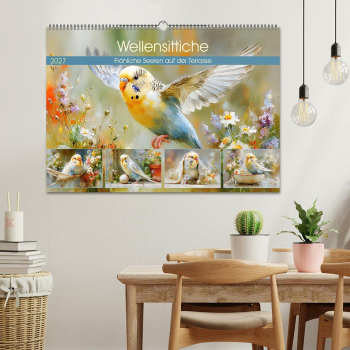 Wellensittiche. Fröhliche Seelen auf der Terrasse (CALVENDO Wandkalender 2027)