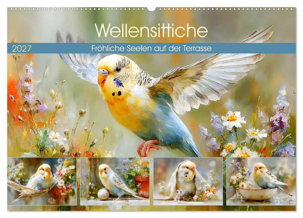 Wellensittiche. Fröhliche Seelen auf der Terrasse (CALVENDO Wandkalender 2027)