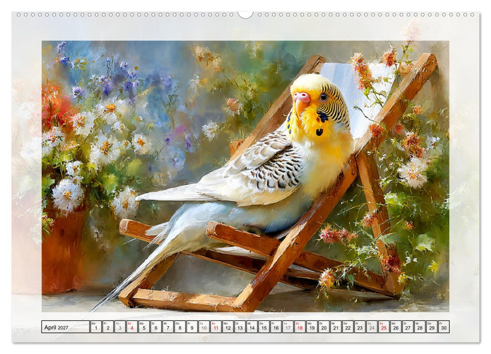 Wellensittiche. Fröhliche Seelen auf der Terrasse (CALVENDO Wandkalender 2027)