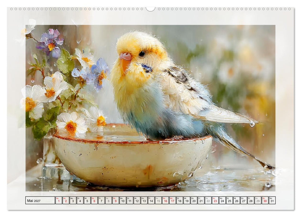 Wellensittiche. Fröhliche Seelen auf der Terrasse (CALVENDO Premium Wandkalender 2027)