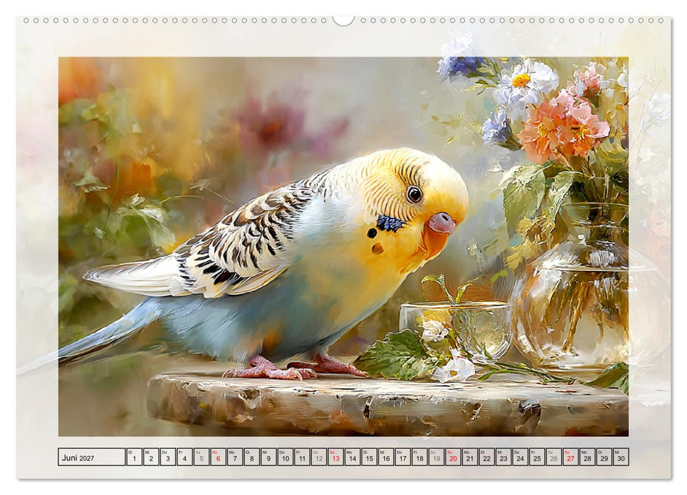Wellensittiche. Fröhliche Seelen auf der Terrasse (CALVENDO Premium Wandkalender 2027)