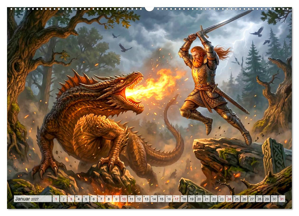 Deutsche Sagen - Helden, Dämonen, Mythen (CALVENDO Premium Wandkalender 2027)