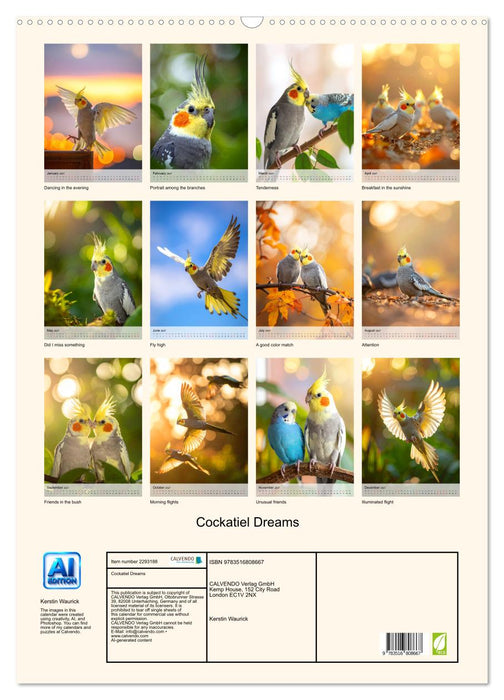 Cockatiel Dreams (CALVENDO Monthly Calendar 2027)