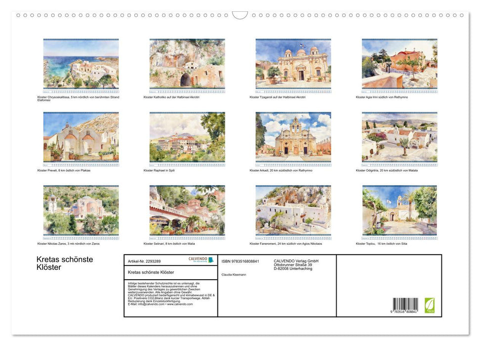 Kretas schönste Klöster (CALVENDO Wandkalender 2027)