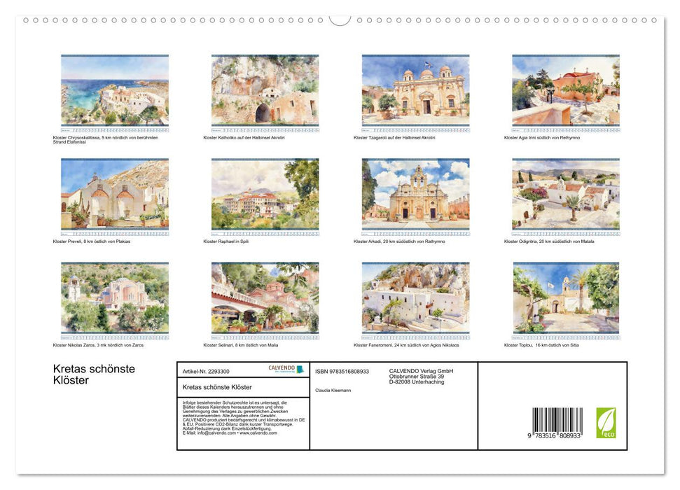 Kretas schönste Klöster (CALVENDO Premium Wandkalender 2027)