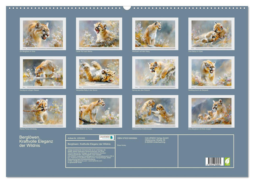 Berglöwen. Kraftvolle Eleganz der Wildnis (CALVENDO Wandkalender 2027)