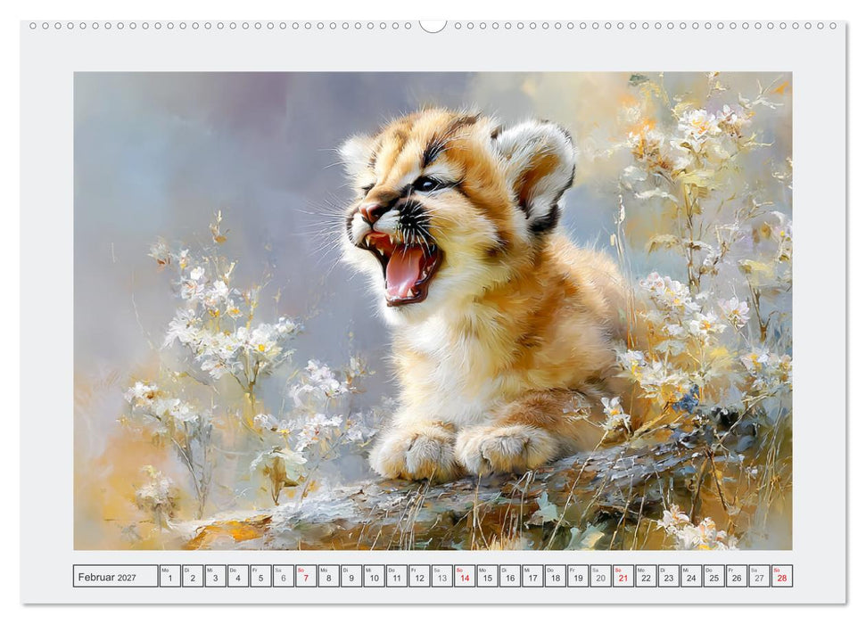 Pumababys. Verspielte Berglöwenkinder in der Natur (CALVENDO Wandkalender 2027)