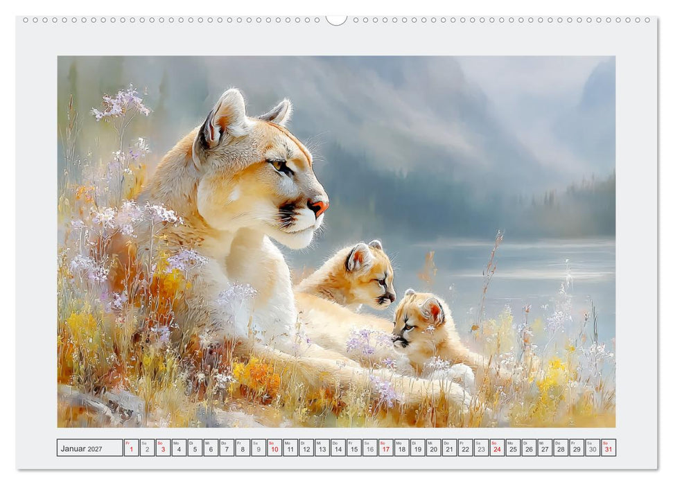 Pumababys. Verspielte Berglöwenkinder in der Natur (CALVENDO Premium Wandkalender 2027)