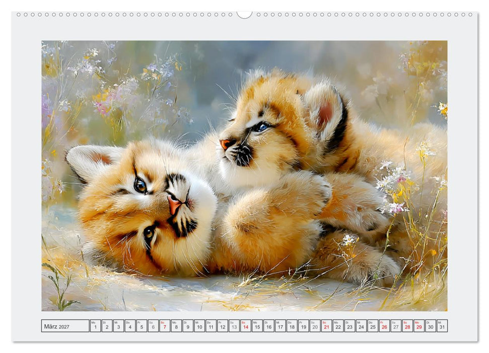 Pumababys. Verspielte Berglöwenkinder in der Natur (CALVENDO Premium Wandkalender 2027)