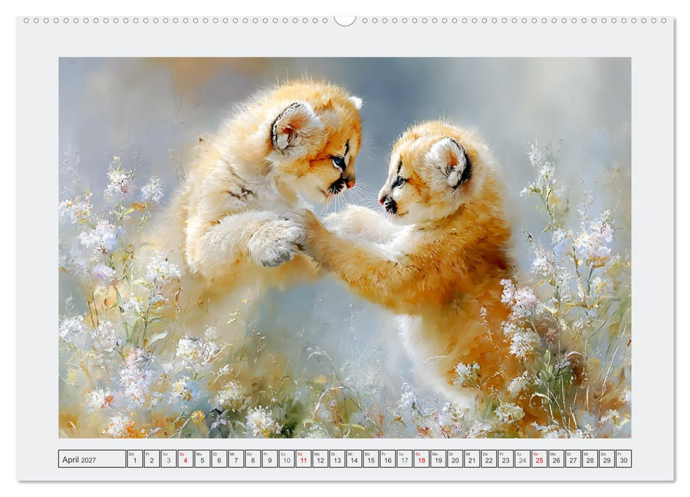 Pumababys. Verspielte Berglöwenkinder in der Natur (CALVENDO Premium Wandkalender 2027)