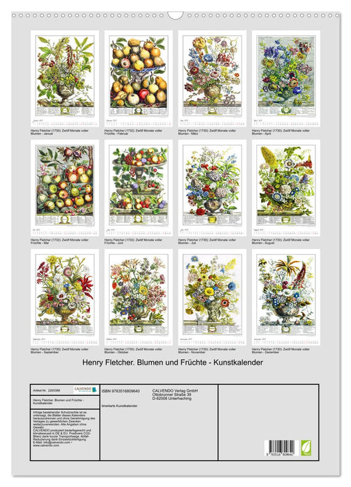 Henry Fletcher. Blumen und Früchte - Kunstkalender (CALVENDO Wandkalender 2027)