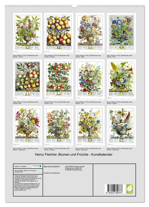 Henry Fletcher. Blumen und Früchte - Kunstkalender (CALVENDO Premium Wandkalender 2027)