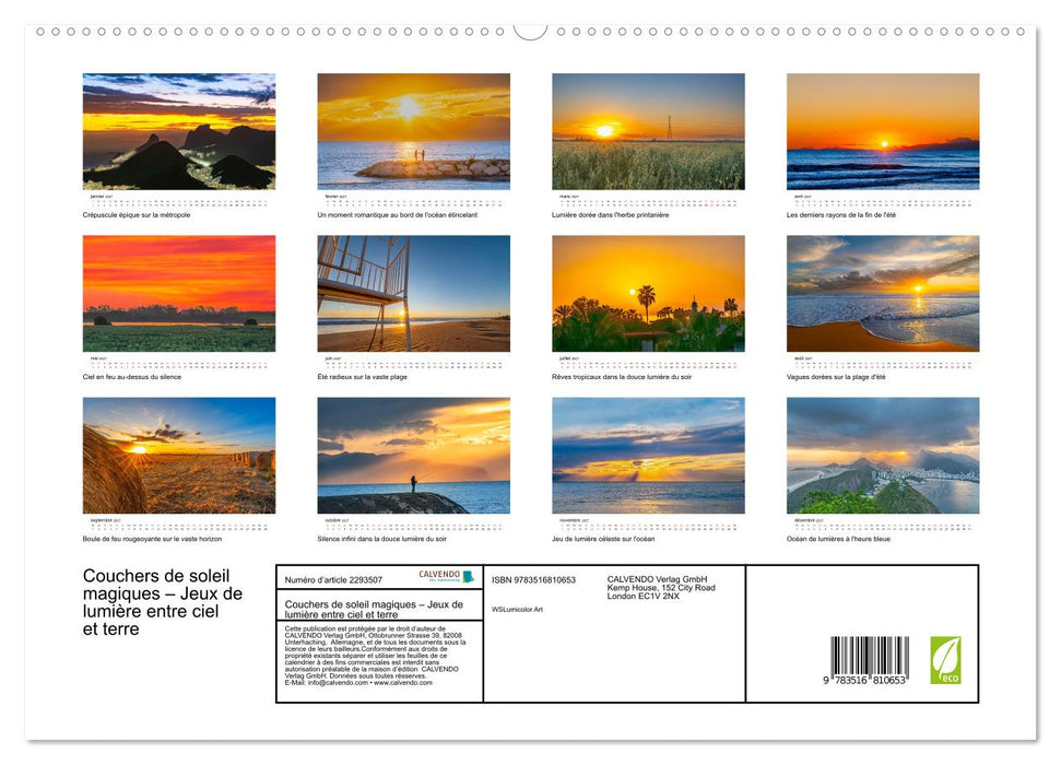 Couchers de soleil magiques – Jeux de lumière entre ciel et terre (CALVENDO Calendrier supérieur 2027)