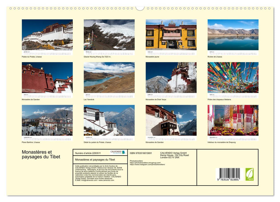 Monastères et paysages du Tibet (CALVENDO Calendrier supérieur 2027)