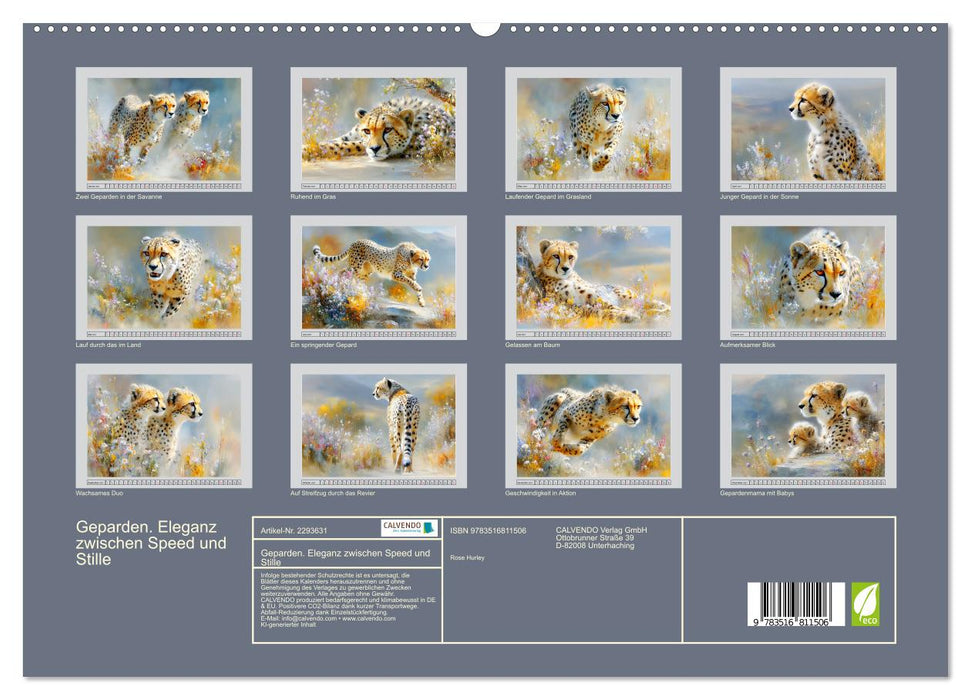 Geparden. Eleganz zwischen Speed und Stille (CALVENDO Premium Wandkalender 2027)