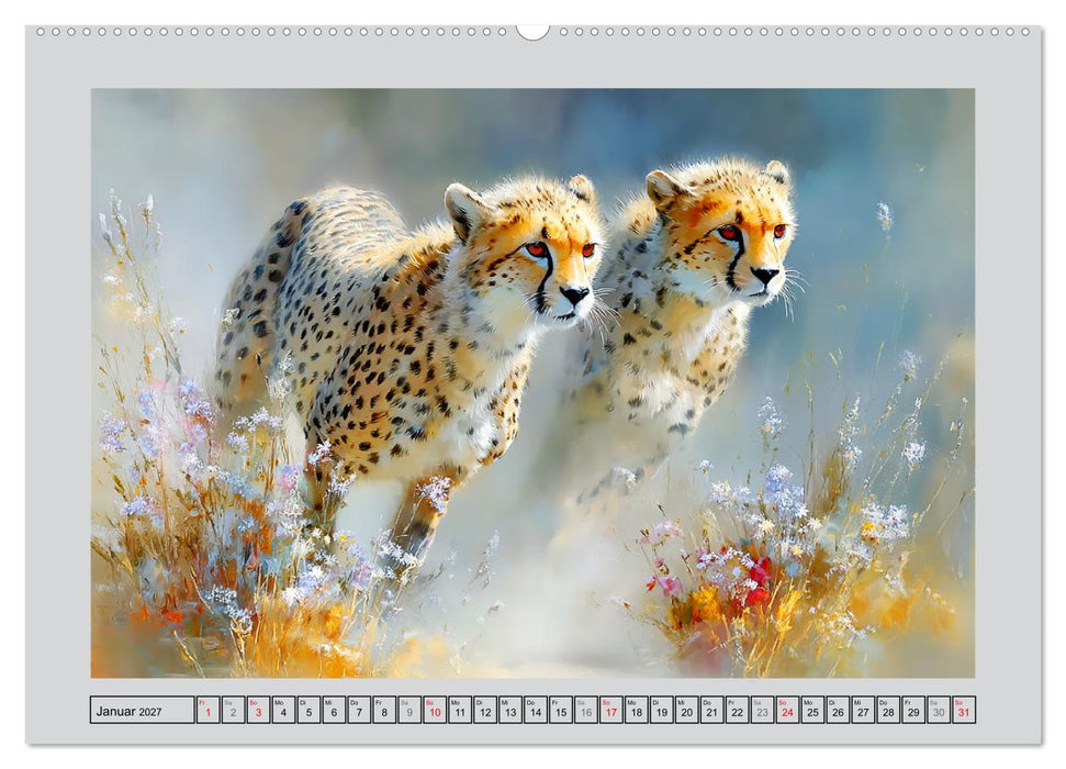 Geparden. Eleganz zwischen Speed und Stille (CALVENDO Premium Wandkalender 2027)