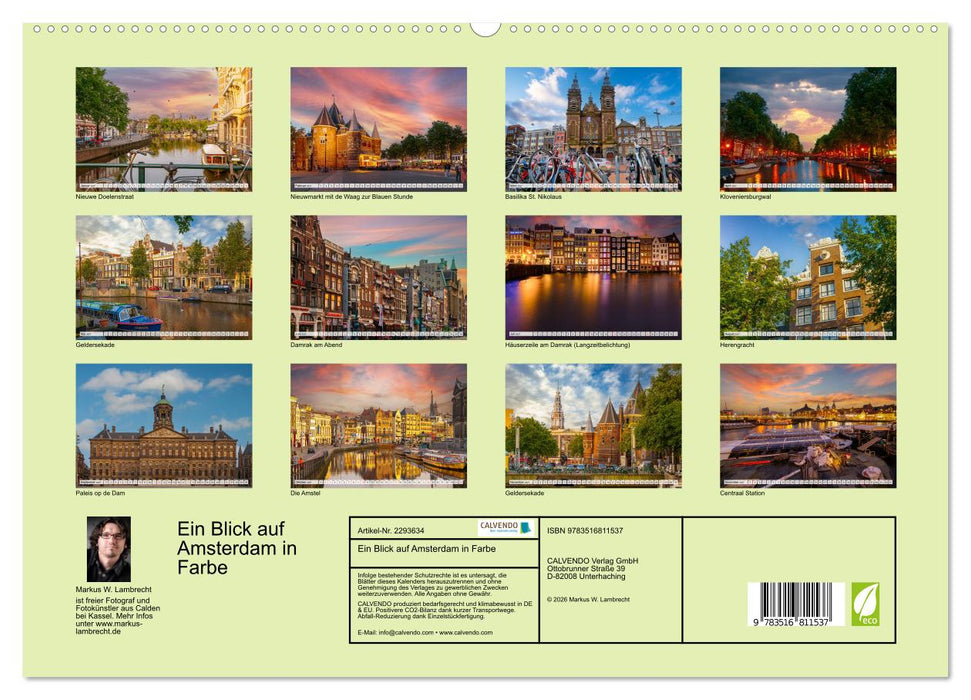 Ein Blick auf Amsterdam in Farbe (CALVENDO Premium Wandkalender 2027)