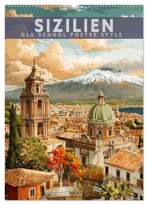 Sizilien - Old School Poster Style (CALVENDO Wandkalender 2027)