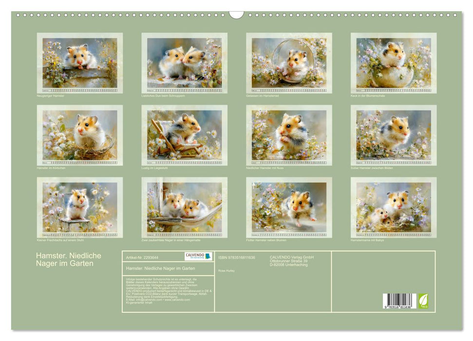 Hamster. Niedliche Nager im Garten (CALVENDO Wandkalender 2027)