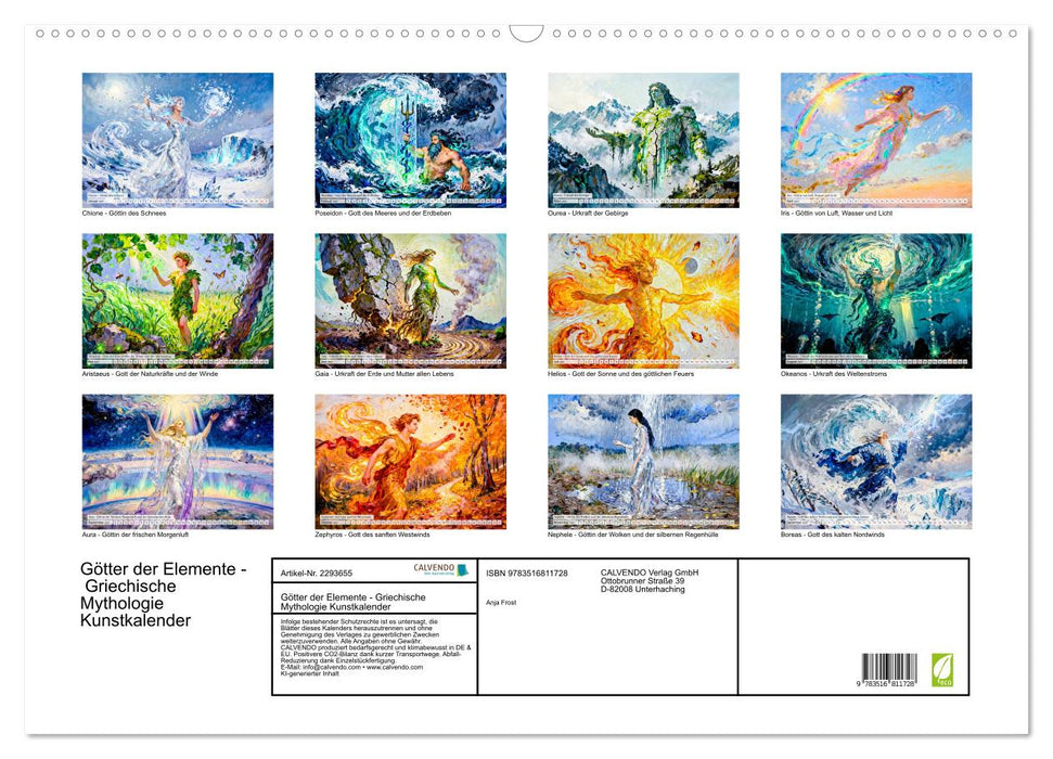 Götter der Elemente - Griechische Mythologie Kunstkalender (CALVENDO Wandkalender 2027)