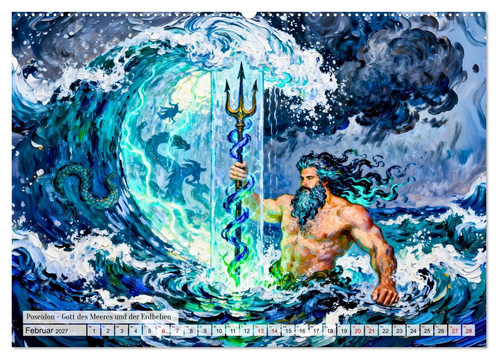 Götter der Elemente - Griechische Mythologie Kunstkalender (CALVENDO Wandkalender 2027)