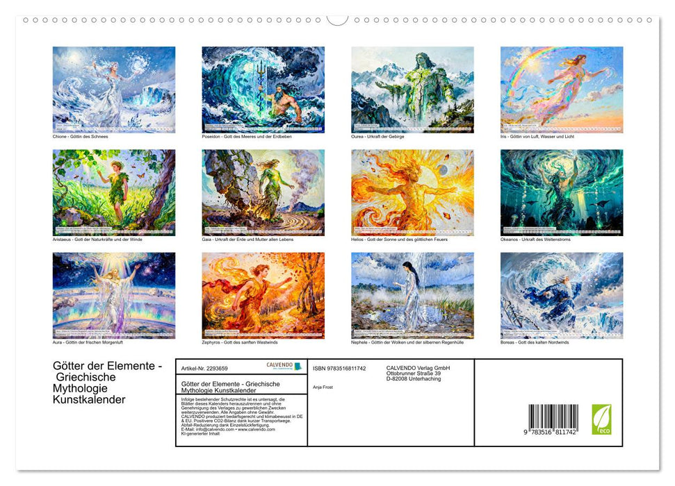 Götter der Elemente - Griechische Mythologie Kunstkalender (CALVENDO Premium Wandkalender 2027)