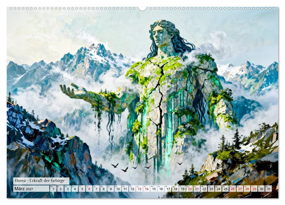 Götter der Elemente - Griechische Mythologie Kunstkalender (CALVENDO Premium Wandkalender 2027)