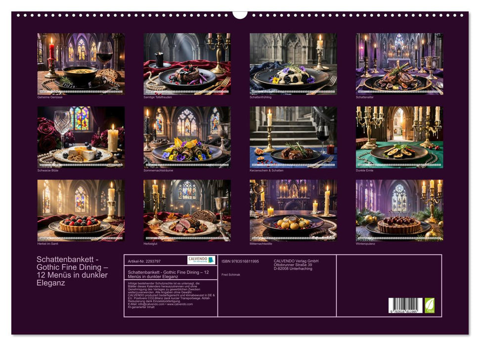 Schattenbankett - Gothic Fine Dining – 12 Menüs in dunkler Eleganz (CALVENDO Wandkalender 2027)