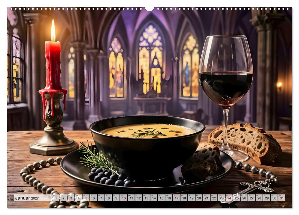 Schattenbankett - Gothic Fine Dining – 12 Menüs in dunkler Eleganz (CALVENDO Wandkalender 2027)
