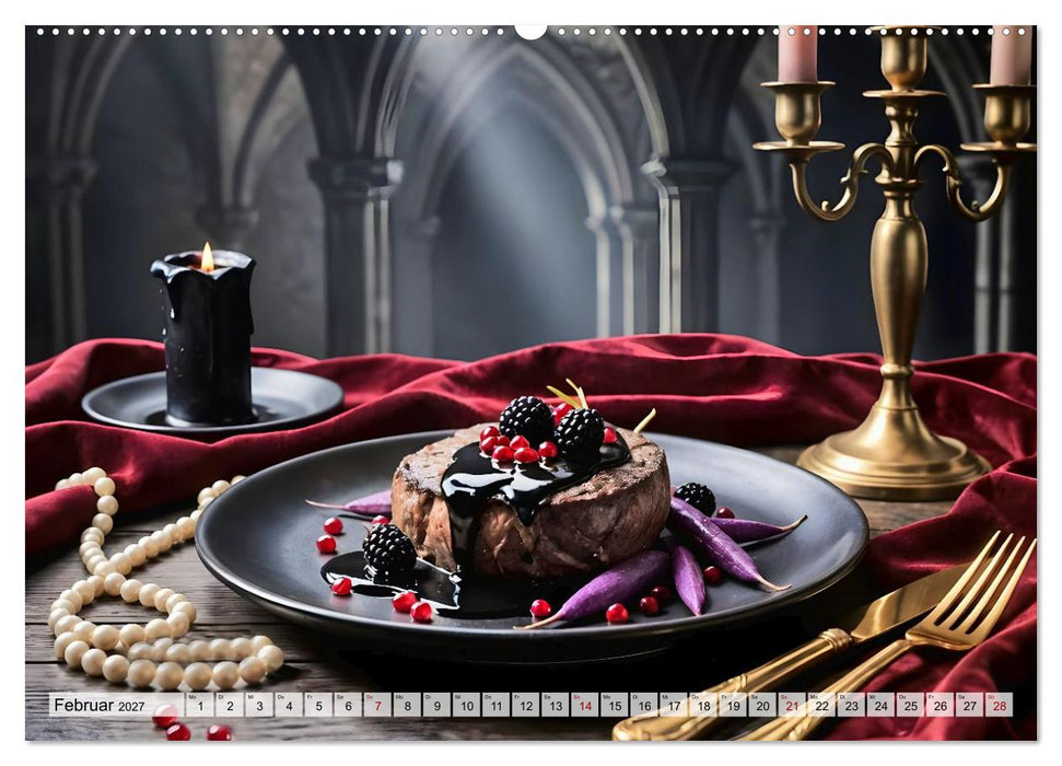 Schattenbankett - Gothic Fine Dining – 12 Menüs in dunkler Eleganz (CALVENDO Wandkalender 2027)