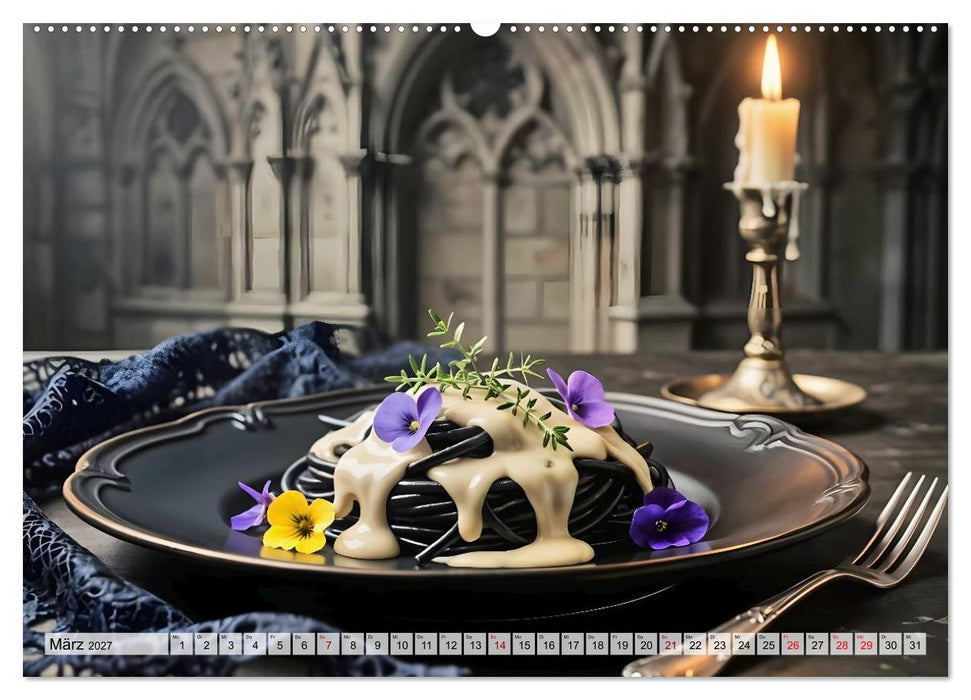 Schattenbankett - Gothic Fine Dining – 12 Menüs in dunkler Eleganz (CALVENDO Wandkalender 2027)