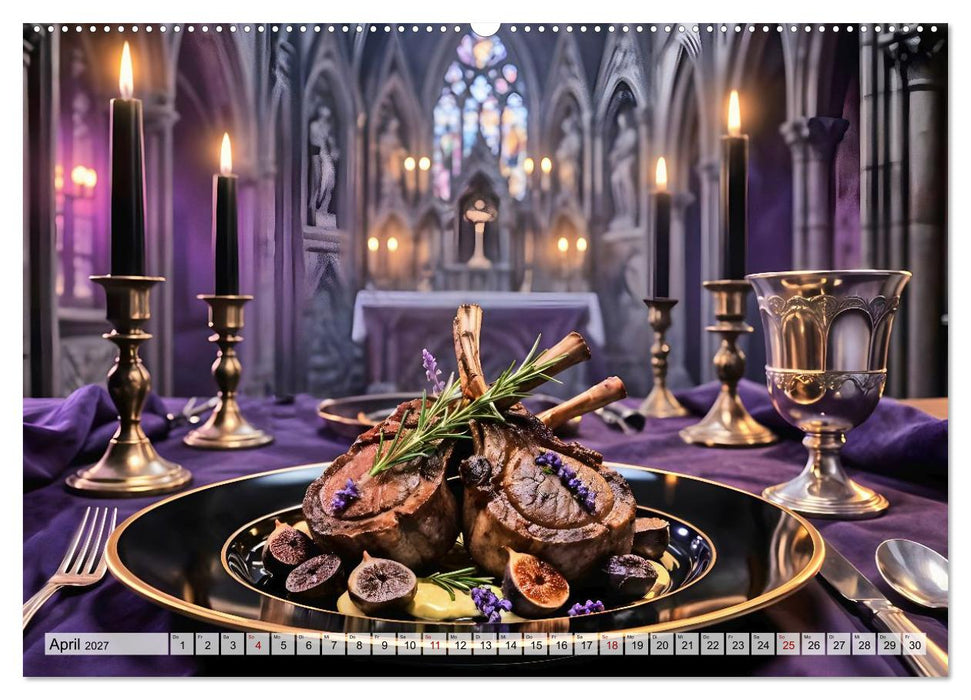 Schattenbankett - Gothic Fine Dining – 12 Menüs in dunkler Eleganz (CALVENDO Wandkalender 2027)